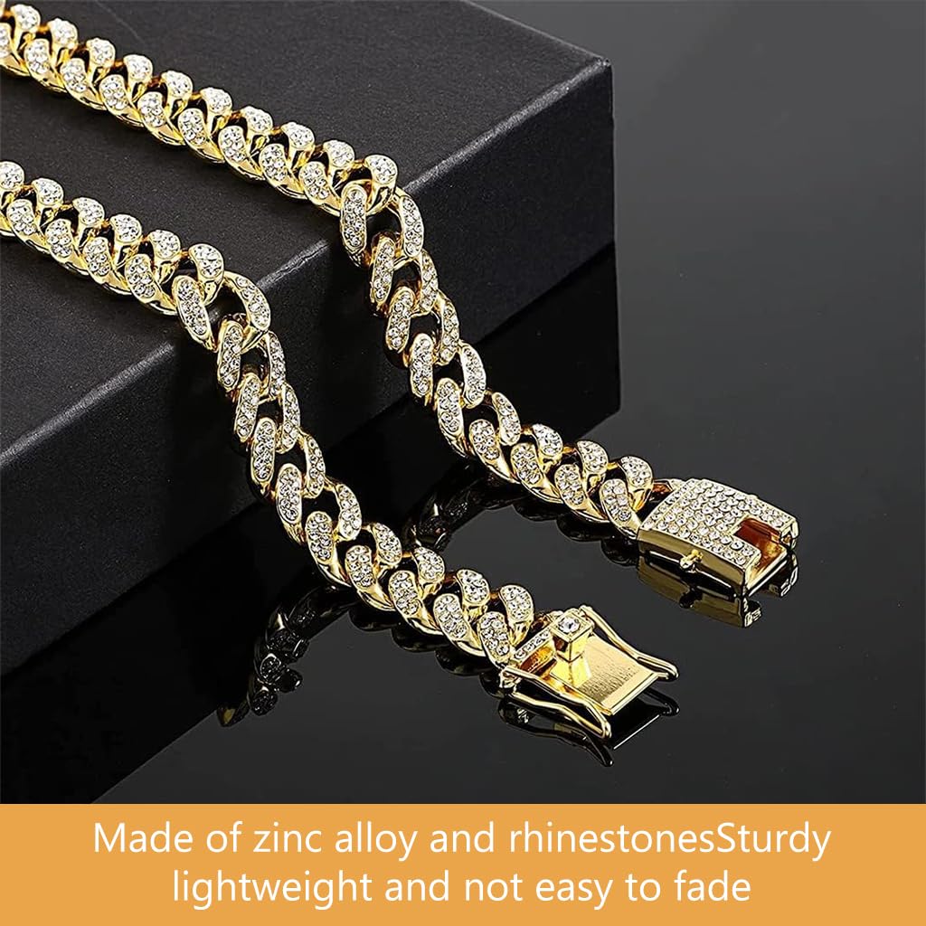 Qpets Dog Collar, Dog Chains for Strong Dogs, Dog Collar Chain for Large Dogs, Rhinestone Shining Metal Dog Neck Chain Collar with Secure Clasp (60CM/23.6'') Qpets Dog Collar, Dog Chains for Strong Dogs, Dog Collar Chain for Large Dogs, Rhinestone Shining Metal Dog Neck Chain Collar with Secure Clasp (60CM/23.6'')